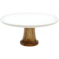 Tablecraft Elements Collection Cake Stand, 12 x 12 x 5.5, Marble/Acacia