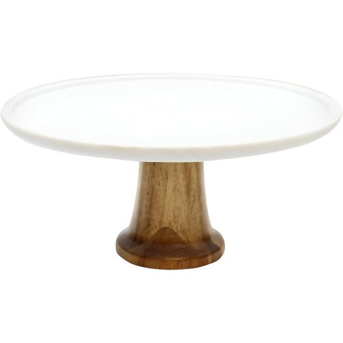  Tablecraft Elements Collection Cake Stand, 12 x 12 x 5.5, Marble/Acacia