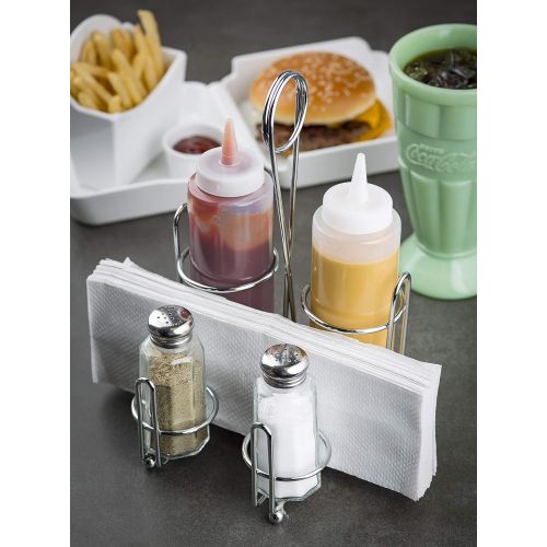  Tablecraft Products Retro Condiment Caddy Set, 1 Pack, Stainless Steel