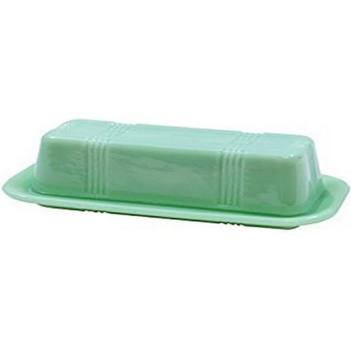  Tablecraft HJ124 Jadeite Glass Collection Butter Dish, 6.75 x 3.25 x 2.25, Green