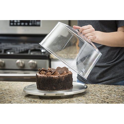  Tablecraft TableCraft 12 Plastic Cake Dome Cover and 13 Stainless Steel Plate Set