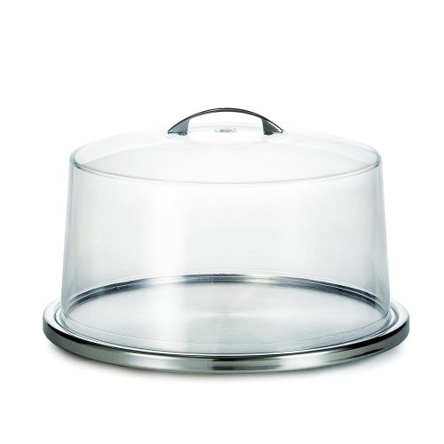  Tablecraft TableCraft 12 Plastic Cake Dome Cover and 13 Stainless Steel Plate Set