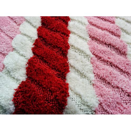  Tache Home Fashion MAT2436VA Striped Bath Rug 24 x 36 Inch Red