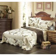 Tache Home Fashion Tache 3 Piece Floral Seasons Eve Reversible Bedspread Quilt Set, Queen/Full