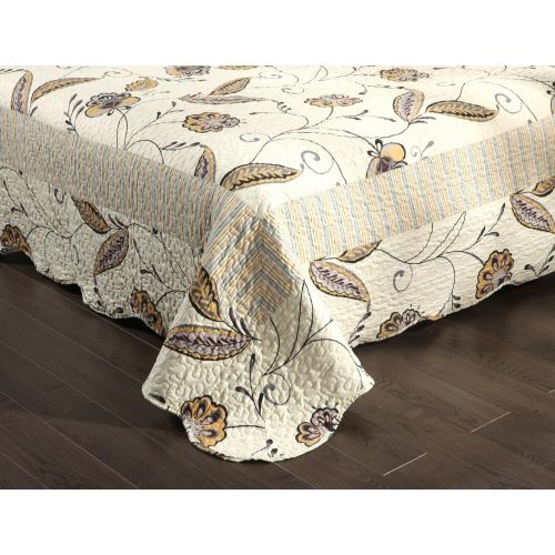  Tache Home Fashion Tache 3 Piece Floral Seasons Eve Reversible Bedspread Quilt Set, Queen/Full