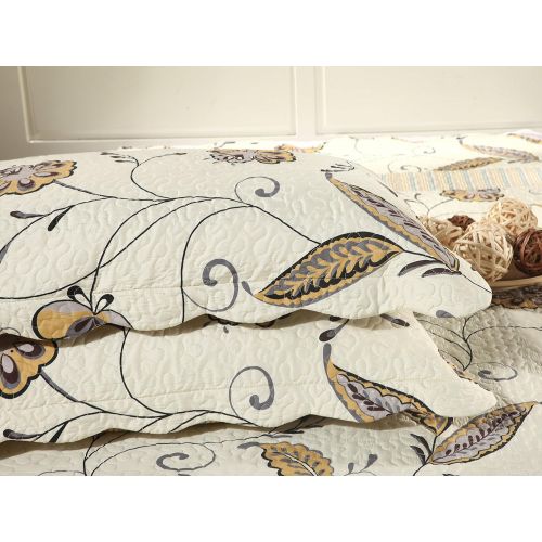  Tache Home Fashion Tache 3 Piece Floral Seasons Eve Reversible Bedspread Quilt Set, Queen/Full