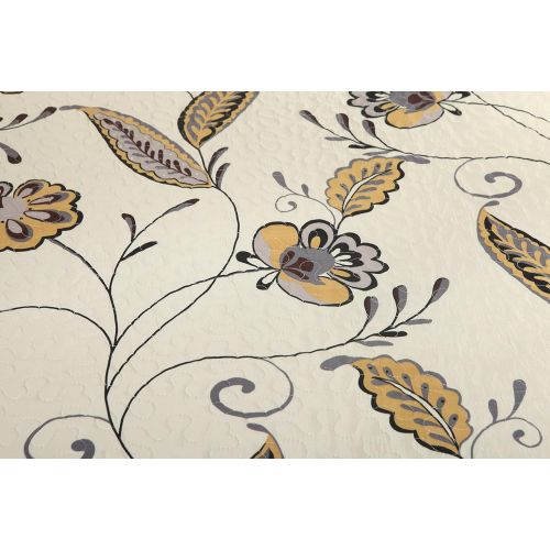  Tache Home Fashion Tache 3 Piece Floral Seasons Eve Reversible Bedspread Quilt Set, Queen/Full