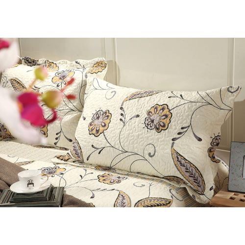  Tache Home Fashion Tache 3 Piece Floral Seasons Eve Reversible Bedspread Quilt Set, Queen/Full