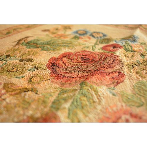  Tache Home Fashion Tache 35 X 35 Inch Floral Country Rustic Morning Meadow Square Woven Tapestry Tablecloths - 3098