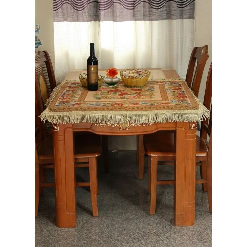  Tache Home Fashion Tache 35 X 35 Inch Floral Country Rustic Morning Meadow Square Woven Tapestry Tablecloths - 3098