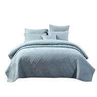 [아마존베스트]Tache Home Fashion Tache Solid Seafoam Blue Green Soothing Pastel Soft Cotton Geometric Diamond Stitch Pattern Lightweight Quilted Bedspread 2 Piece Set, Twin