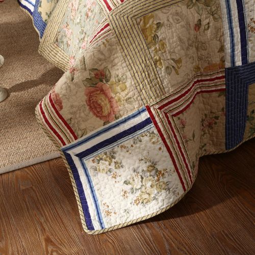  Tache Home Fashion Japanese Emperor Garden Floral Patchwork Quilt Bedspread Set, Twin