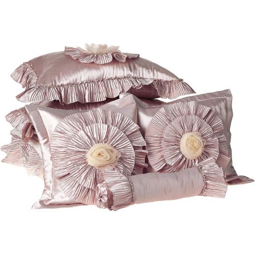  Tache Home Fashion MA1612-K Tache 6 Piece Floral Solid Cinnamon Chai Beige Ruffled Comforter Set, King