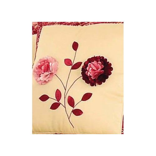  Tache Home Fashion BM4353-Q 6 Piece Warm Red Gold Rose Garden Floral Patchwork Quilted Comforter Bedding Set, Queen