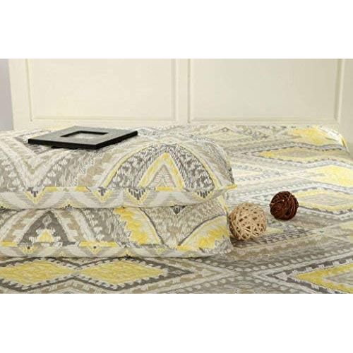 Tache Home Fashion KST1503-King Tache 3 Piece Modern Summer Diamond Reversible Bedspread Quilt Set, King, Yellow