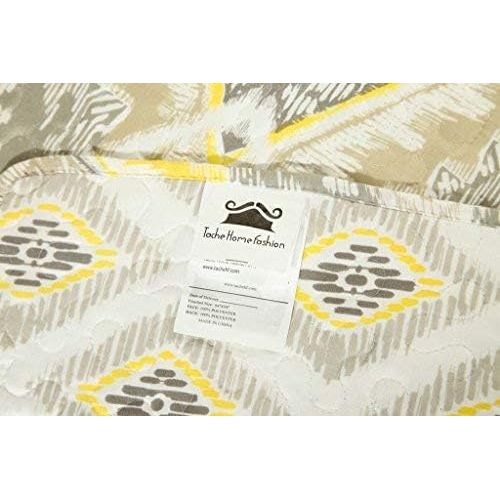  Tache Home Fashion KST1503-King Tache 3 Piece Modern Summer Diamond Reversible Bedspread Quilt Set, King, Yellow