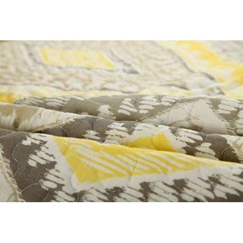  Tache Home Fashion KST1503-King Tache 3 Piece Modern Summer Diamond Reversible Bedspread Quilt Set, King, Yellow