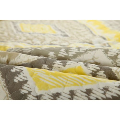  Tache Home Fashion KST1503-King Tache 3 Piece Modern Summer Diamond Reversible Bedspread Quilt Set, King, Yellow