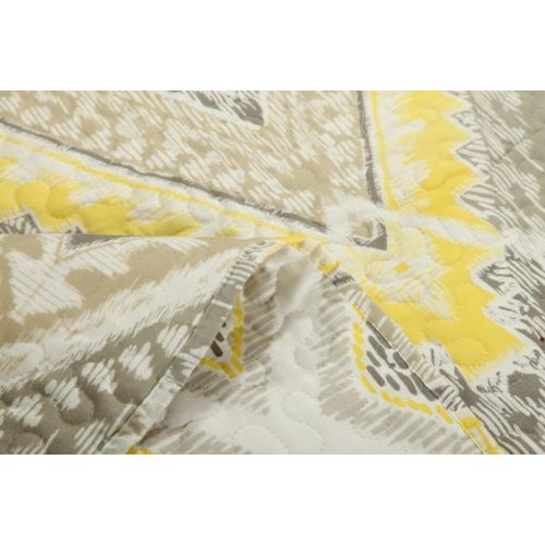  Tache Home Fashion KST1503-King Tache 3 Piece Modern Summer Diamond Reversible Bedspread Quilt Set, King, Yellow