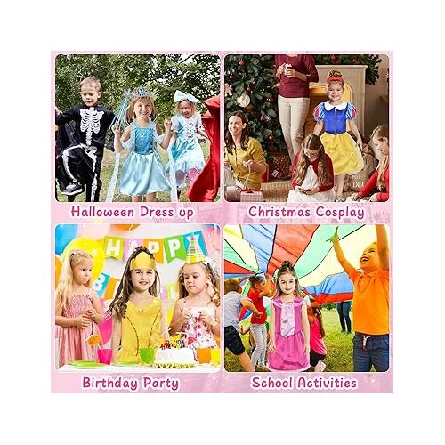  Tacobear Princess Dress Up Clothes for Little Girls Dress Up Trunk Set Elsa Mermaid Snow Princess Belle Sleeping Beauty Pretend Play Costume Halloween Christmas Birthday Gift for Toddler Girls Age 3-6