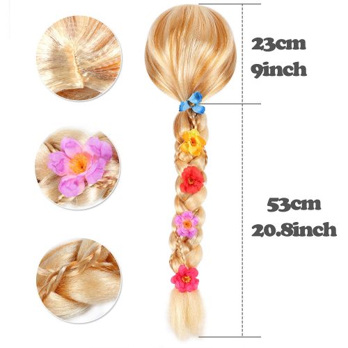  Tacobear Princess Rapunzel Wig for Girls with Princess Tiara and Butterfly Pin Princess Rapunzel Dress up Accessories for Girls Kids
