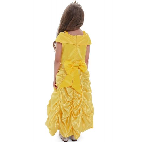  Tacobear Princess Belle Costume for Girls Off Shoulder Layered Dress for Kids