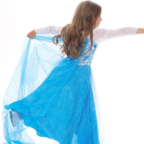  Tacobear Princess Elsa Costume Dress Up Snow Queen Party Cosplay Dress for Toddler Girls