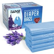 [아마존베스트]Tadge Goods Baby Disposable Diaper Bags  100% Biodegradable Diaper Sacks with Lavender Scent & Added Baking Soda to Absorb Odors - 400 Count (Blue)