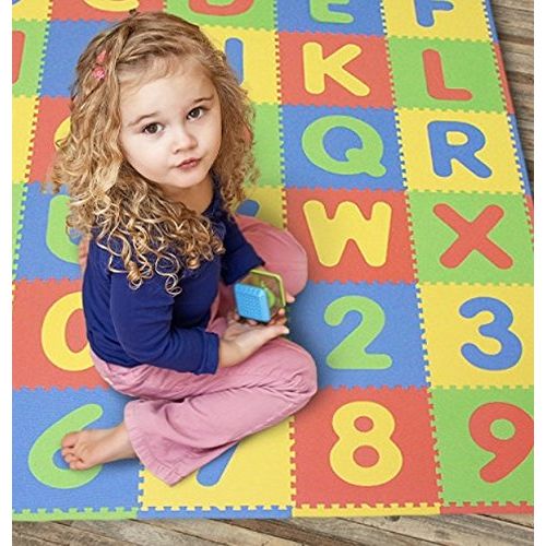  Tadpoles Soft EVA Foam 36 Piece ABC Playmat Set, Multi/Primary, 74x 74 (36 Sq Feet)