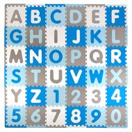 [아마존베스트]Tadpoles Soft EVA Foam 36 Piece ABC Playmat Set, Blue/Grey, 74x 74 (36 Sq Feet)