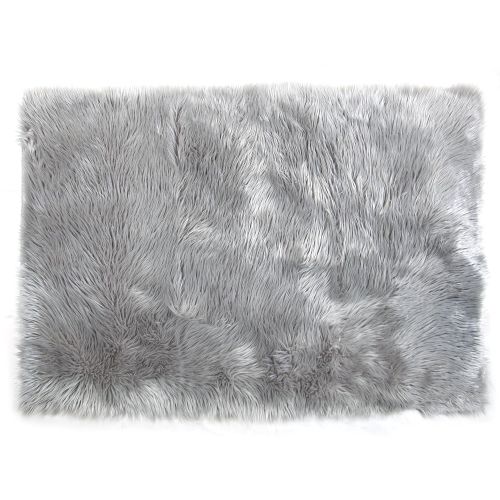 Tadpoles Faux Fur Rug, Grey, 4x6 Feet