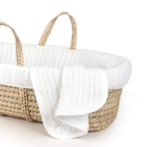 Tadpoles Cable Knit Moses Basket and Bedding Set, White