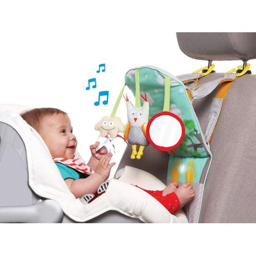  Taf Toys Play & Kick Car Seat Toy | Baby’s Activity & Entertaining Center, for Easier Drive and Easier Parenting, Soft Colors to Keep Baby Calm, Lights & Musical, Baby Safe Mirror,