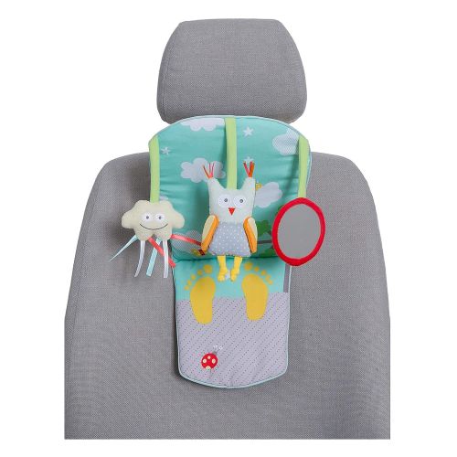  Taf Toys Play & Kick Car Seat Toy | Baby’s Activity & Entertaining Center, for Easier Drive and Easier Parenting, Soft Colors to Keep Baby Calm, Lights & Musical, Baby Safe Mirror,