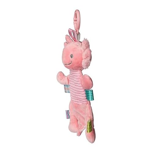  Taggies Baby Rattle with Crinkle Paper Activity Toy with Sensory Tags, 9-Inches, Lizzy Pink Axolotl