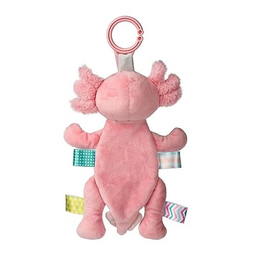 Taggies Baby Rattle with Crinkle Paper Activity Toy with Sensory Tags, 9-Inches, Lizzy Pink Axolotl
