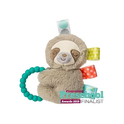  Taggies Sensory Stuffed Animal Soft Rattle with Teether Ring, Molasses Sloth