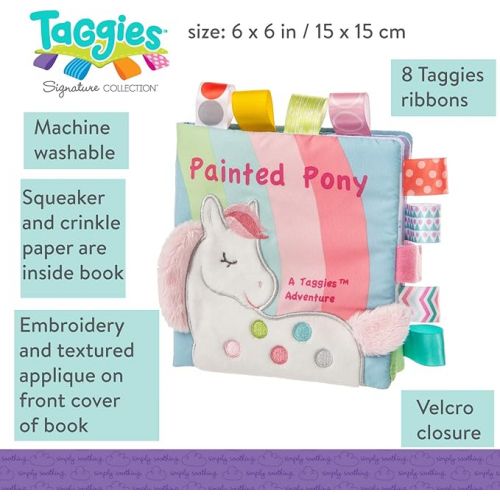  Mary Meyer Taggies Touch & Feel Soft Cloth Book with Crinkle Paper & Squeaker, 6 x 6-Inches, Painted Pony