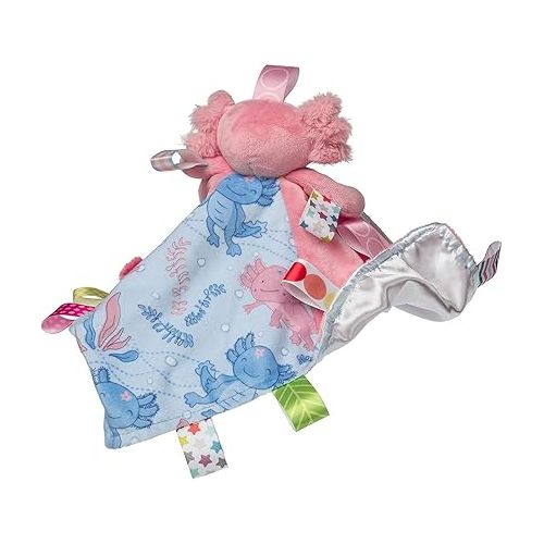  Taggies Stuffed Animal Lovey Security Blanket with Sensory Tags, 13 x 13-Inches, Lizzy Pink Axolotl