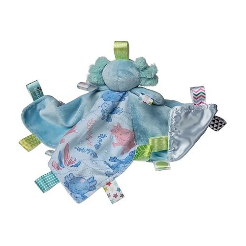  Taggies Stuffed Animal Lovey Security Blanket with Sensory Tags, 13 x 13-Inches, Fizzy Aqua Axolotl