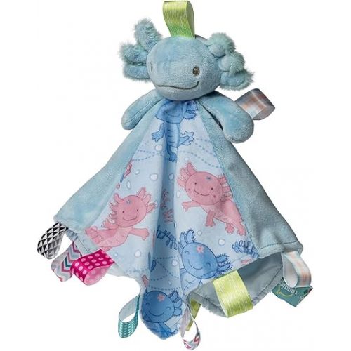  Taggies Stuffed Animal Lovey Security Blanket with Sensory Tags, 13 x 13-Inches, Fizzy Aqua Axolotl