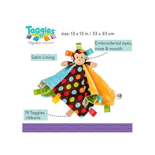  Mary Meyer Taggies Dazzle Dots Character Blanket, Monkey