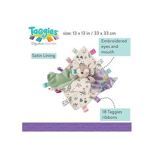  Taggies Soothing Sensory Stuffed Animal Security Blanket, Flora Fawn, 13 x 13-Inches