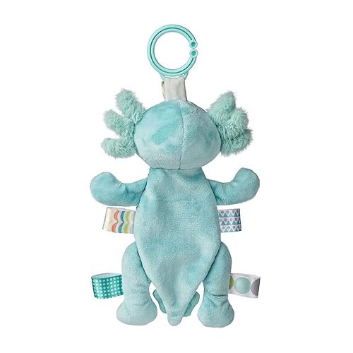  Taggies Baby Rattle with Crinkle Paper Activity Toy with Sensory Tags, 9-Inches, Fizzy Aqua Axolotl