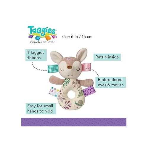  Taggies Embroidered Soft Ring Rattle, Flora Fawn