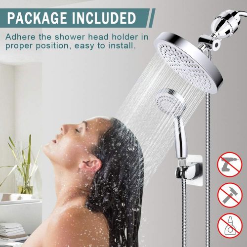  Taiker Filtered Shower Head, High Pressure Rainfall Shower Head/Handheld Shower Filter Combo, Luxury Modern Chrome Plated with 60 Hose Anti-leak with Holder