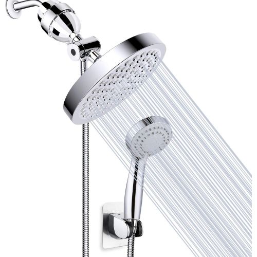  Taiker Filtered Shower Head, High Pressure Rainfall Shower Head/Handheld Shower Filter Combo, Luxury Modern Chrome Plated with 60 Hose Anti-leak with Holder