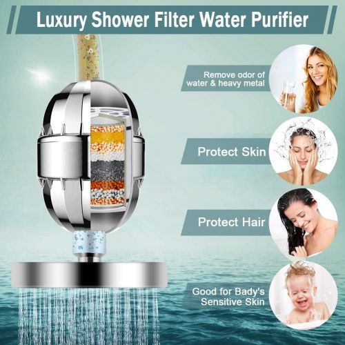  Taiker Filtered Shower Head, High Pressure Rainfall Shower Head/Handheld Shower Filter Combo, Luxury Modern Chrome Plated with 60 Hose Anti-leak with Holder