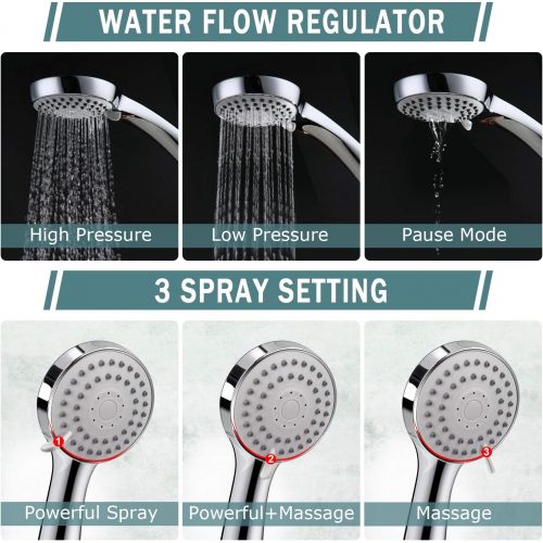  Taiker Filtered Shower Head, High Pressure Rainfall Shower Head/Handheld Shower Filter Combo, Luxury Modern Chrome Plated with 60 Hose Anti-leak with Holder