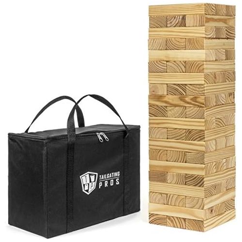  [아마존베스트]Tailgating Pros Giant Wooden Tumbling Timbers - 60 Blocks - Stacking Game - W/ Carrying Case